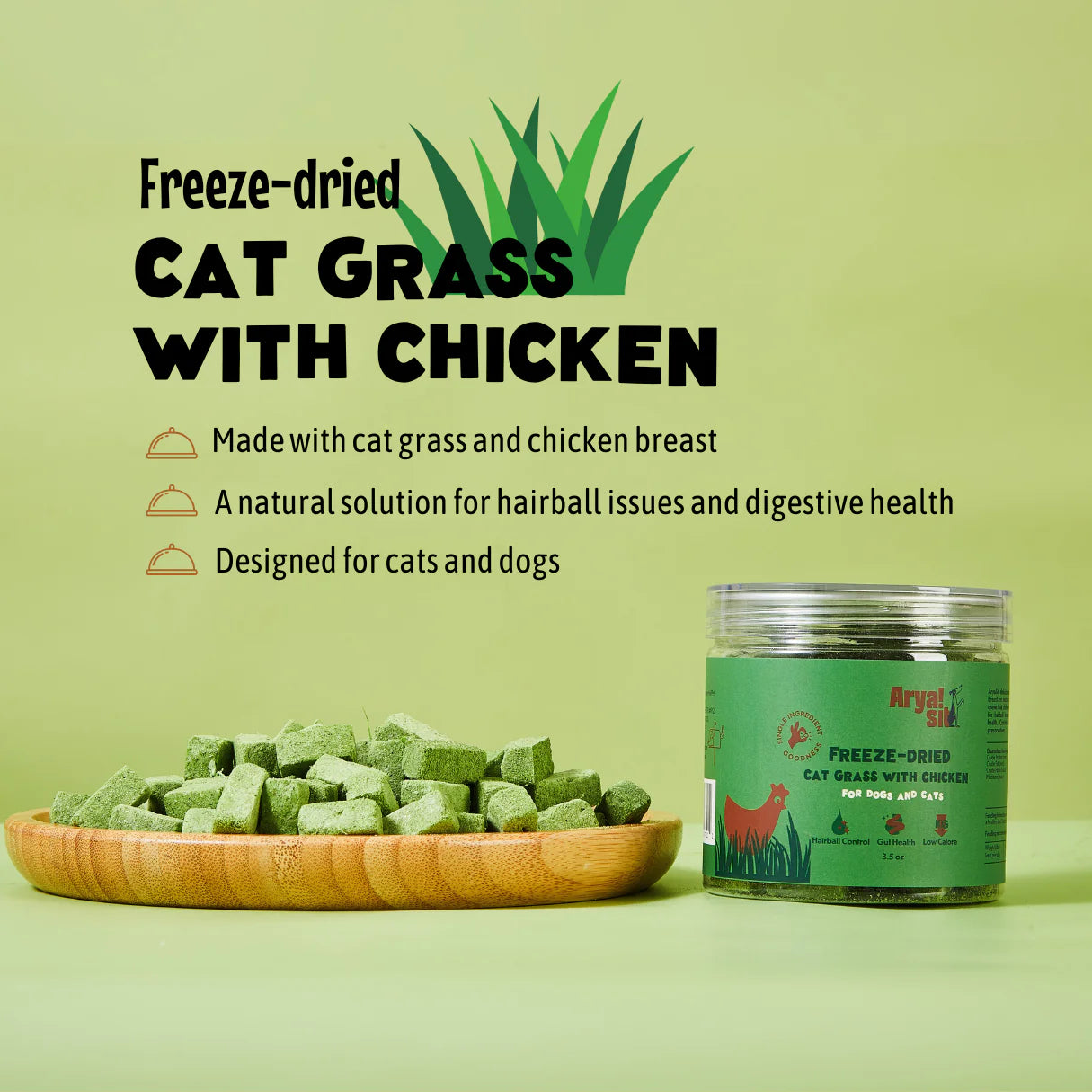 Arya Sit! Freeze-Dried Cat Grass with Chicken